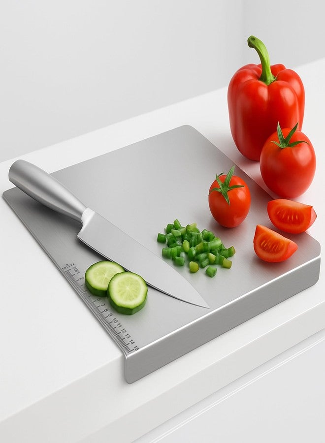 SOLARA Premium Stainless Steel Chopping Board Large for Kitchen, Durable Heavy Duty Steel Cutting Board for Vegetables, Fruits, Fish and Meat, Chopping Board for Kitchen (41 CM x 29) - Image 1